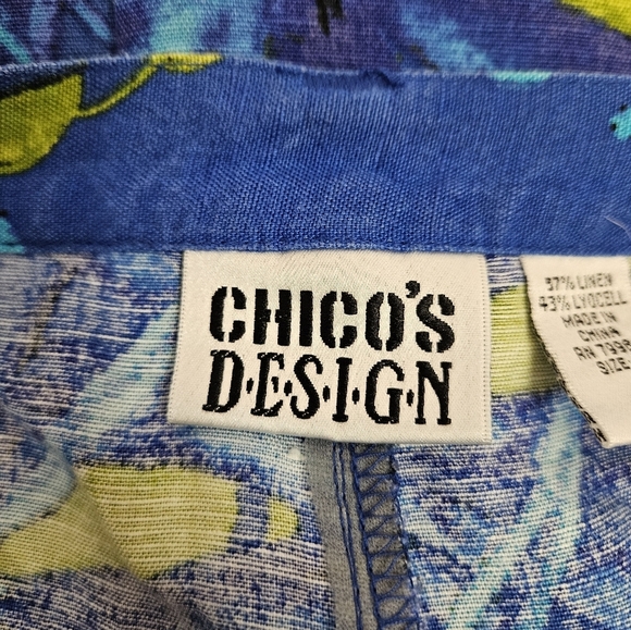 Vintage Chico's Blue & Green Linen Blend Tropical Capri Pants Size XS Women‎ W11 - Picture 9 of 11